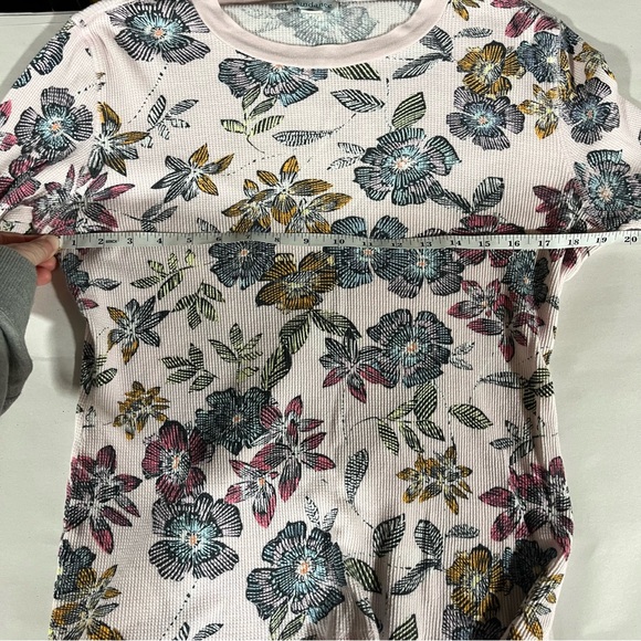 Sundance Multicolor Floral Long Sleeve Thermal Waffle Knit Top Large - Picture 7 of 8